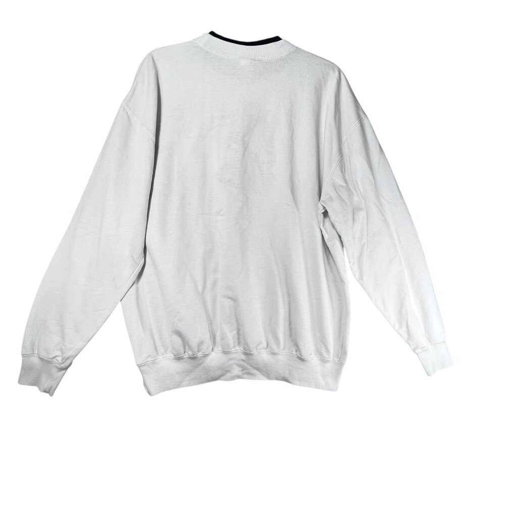 Vtg MC Sportswear Snow Friends Embroidered Sweatshirt L White Blue Grannycore - Picture 4 of 10